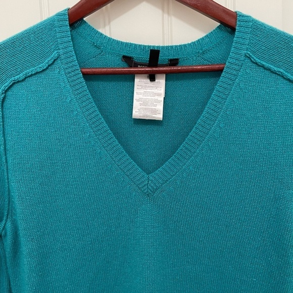BCBGMAXAZRIA Womens Teal V-Neck Sweater women S Dress, Pockets 70% Wool 30% Yak - Picture 4 of 12